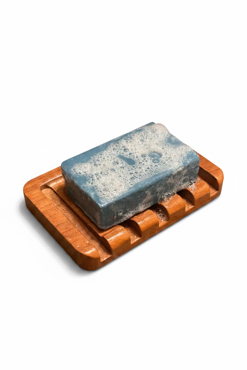Teak Wood Soap Dish - Natural Self-Draining Holder for Bar Soaps